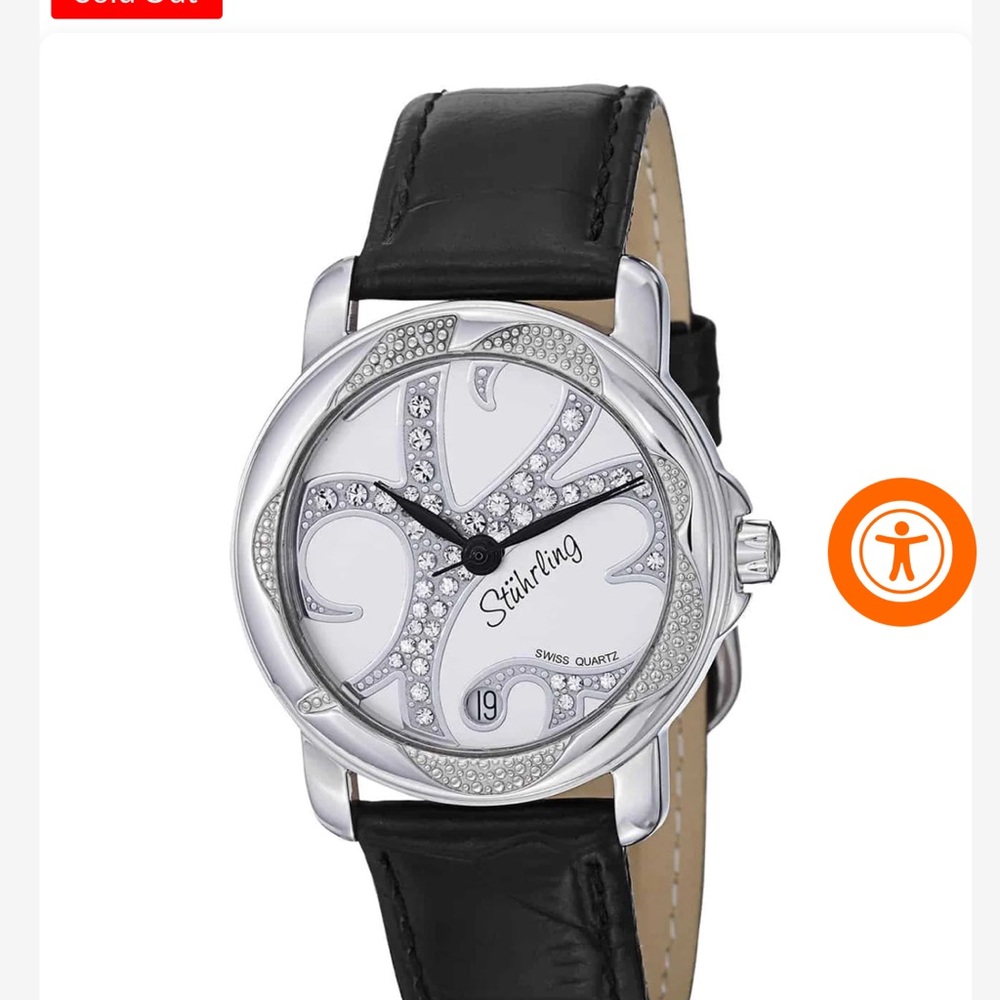 Stuhrling Silver and Black Watch